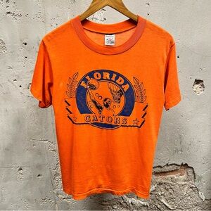 Vintage 1980s Swingster Florida Gators Orange Basketball Tee Medium M 80s FL